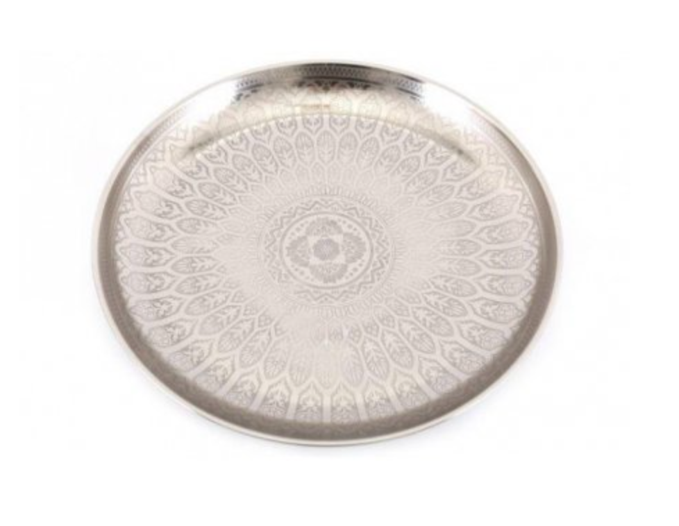 Large Etched Decorative Silver plate