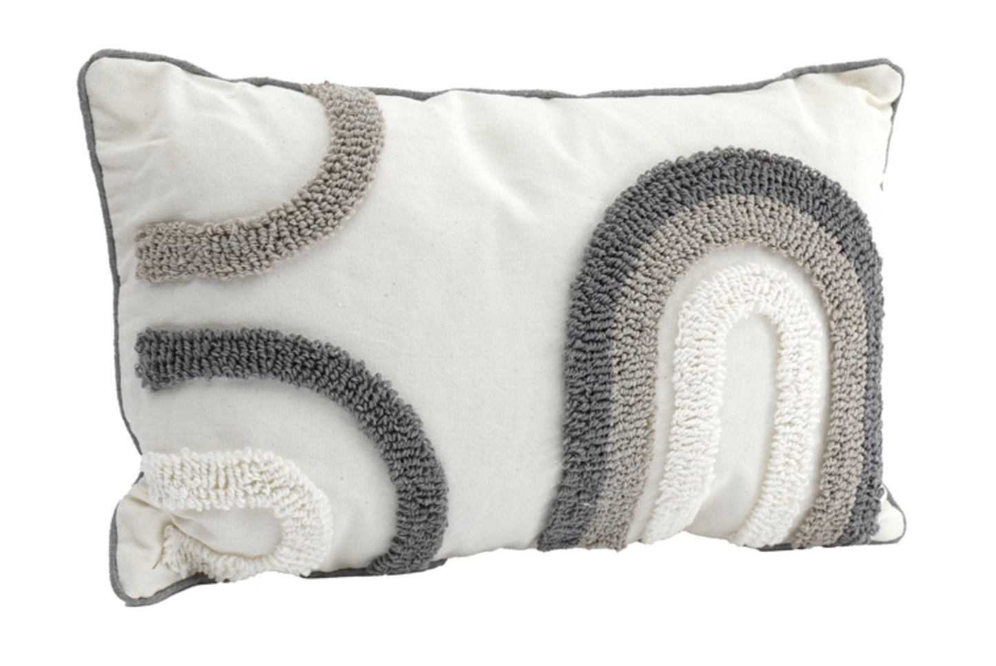 Grey and White Ruffle Cushion