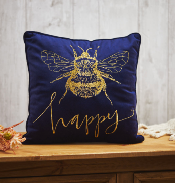 Bee Happy Velvet Cushion