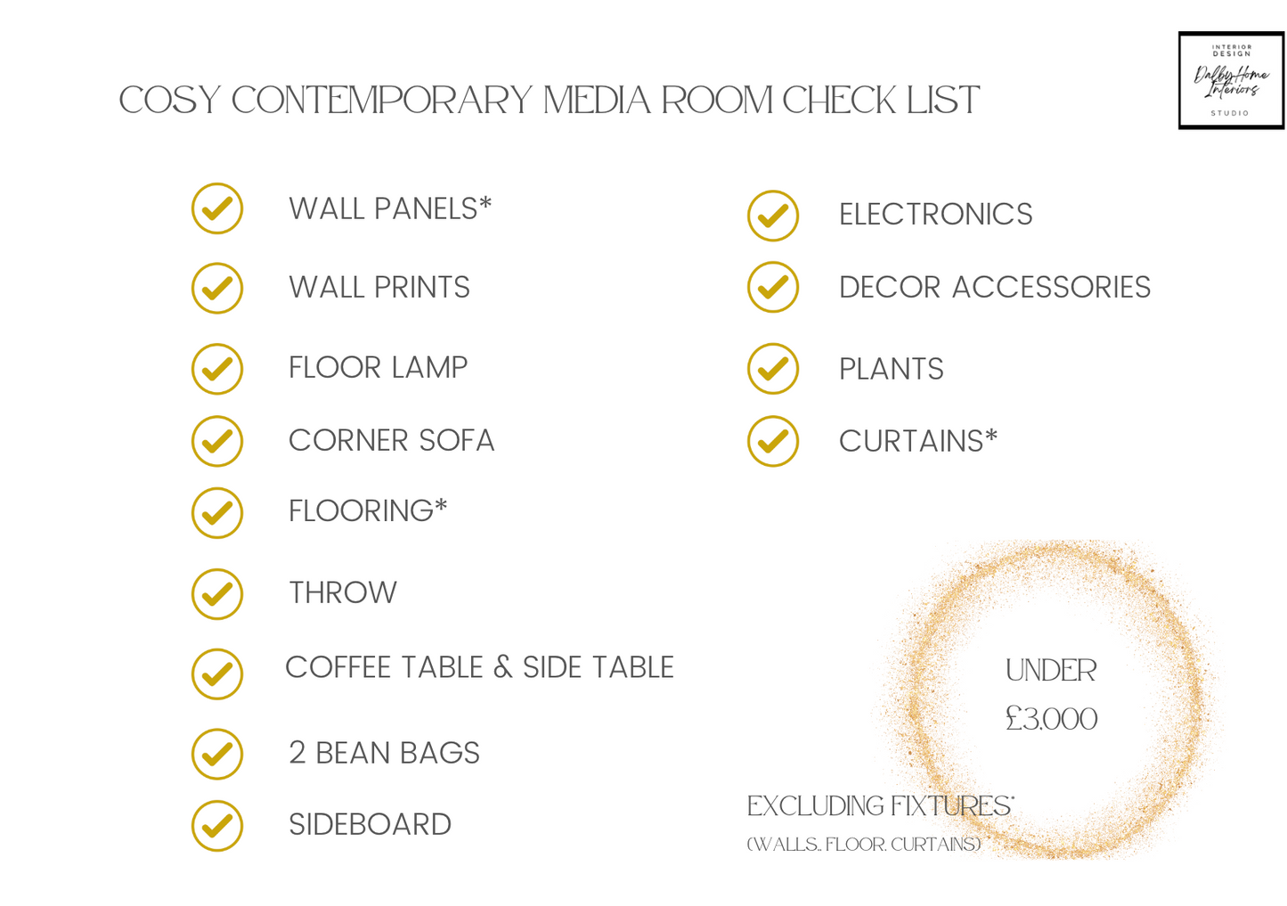 Cosy Contemporary Media Room Design Concept Board & Shopping list (Digital)