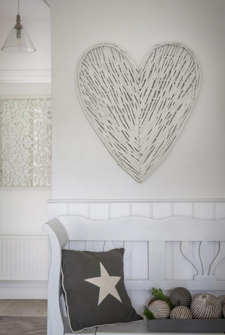 Large White Wicker Heart