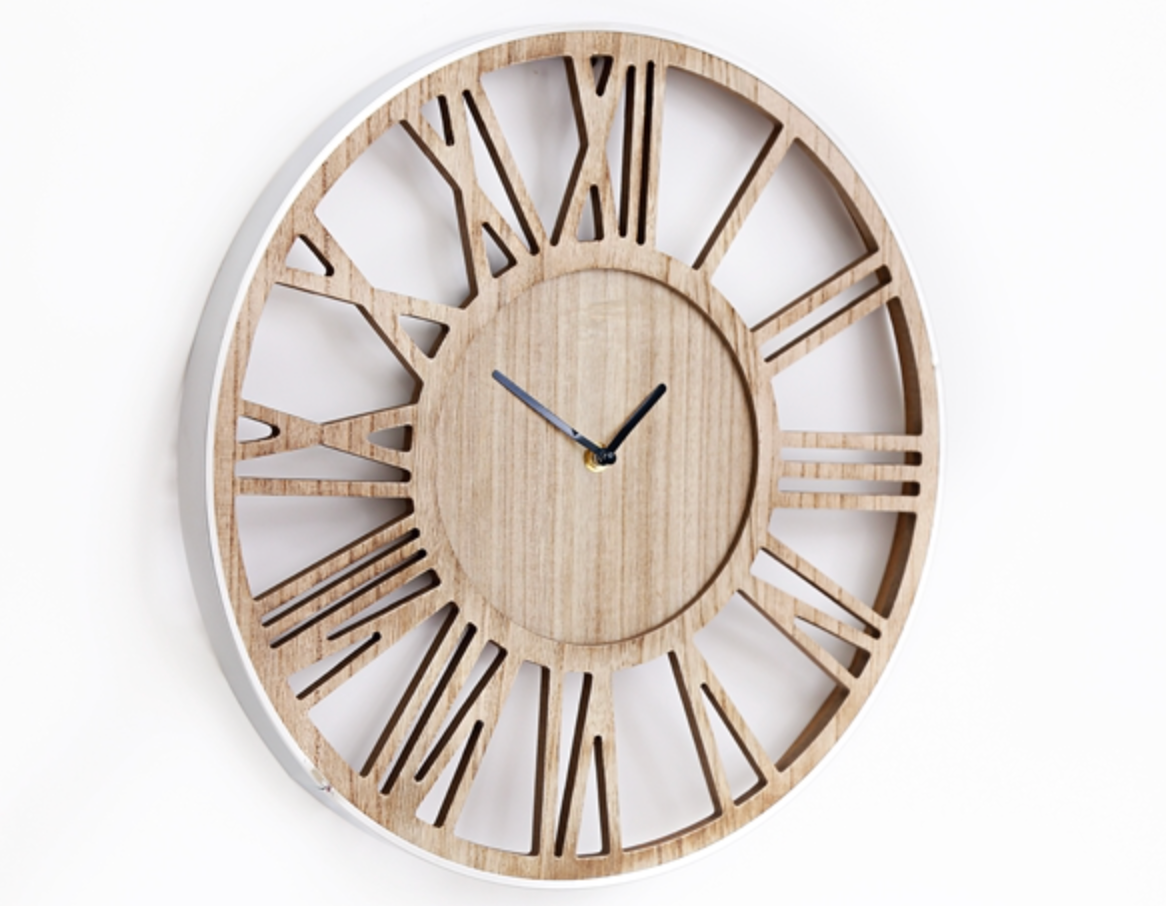 Silver & Wooden Wall Clock