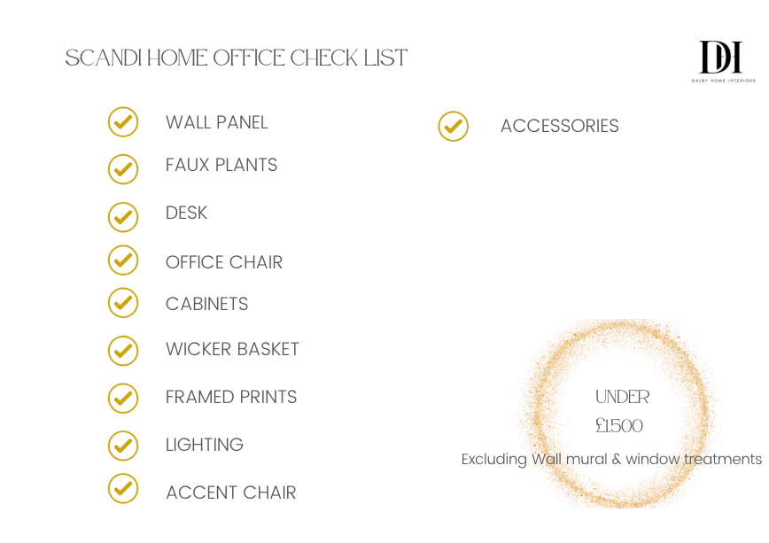 Scandi Office Design Concept Board & Shopping list (Digital)