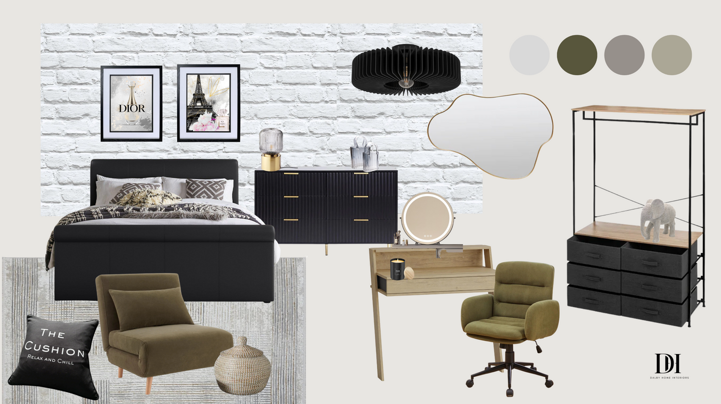 Modern Industrial Design Concept Board & Shopping list (Digital)