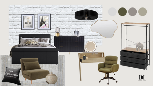 Modern Industrial Design Concept Board & Shopping list (Digital)